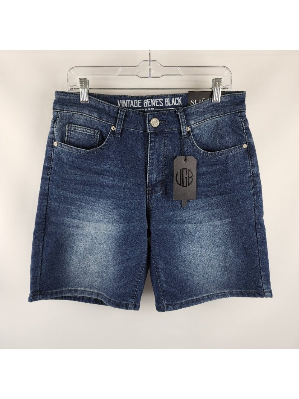 Vintage Genes Black Shorts Mens 30W Blue Slim Fit (30x8) NWT